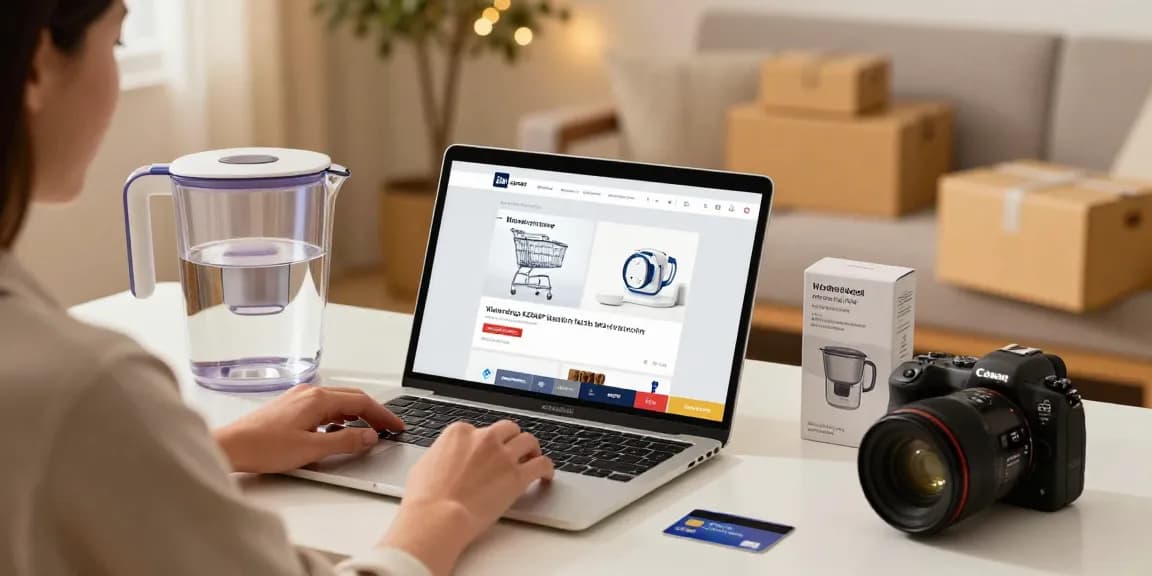 Waterdrop ED06P Electric Water Filter Pitcher showcased in an online shopping scene for buyers' guide and product review on e-commerce platform.