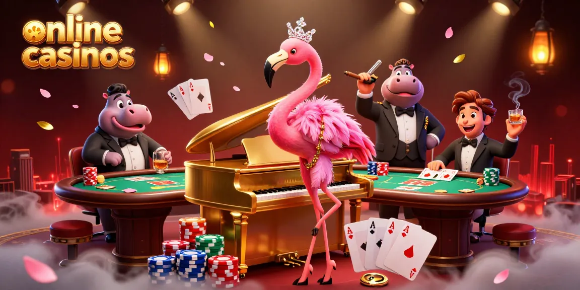 Engage with exciting online casinos featuring vibrant 3D flamingo and hippo in a fun atmosphere.