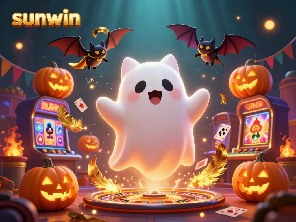 Experience the thrill of sunwin in a ghostly casino setting with magical characters and vibrant games.