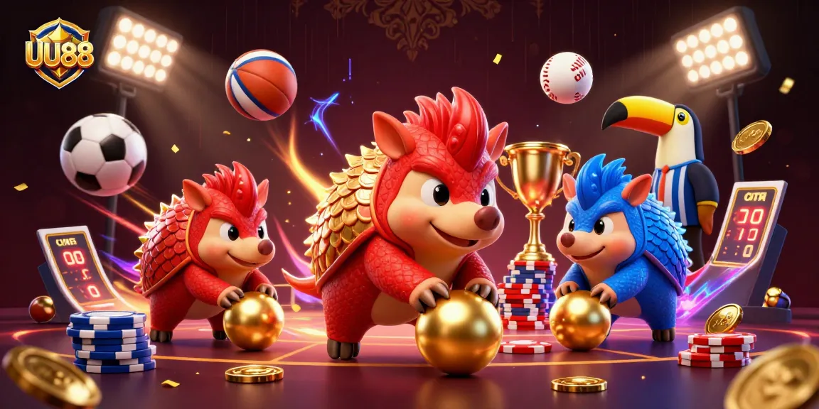 Experience thrilling gameplay with UU88's vibrant casino elements featuring dynamic pangolins and interactive sports games.
