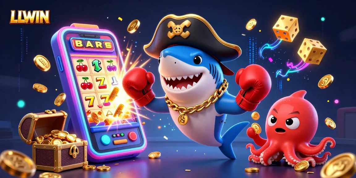 Engaging LLWIN scene featuring characters celebrating jackpot wins with colorful elements.