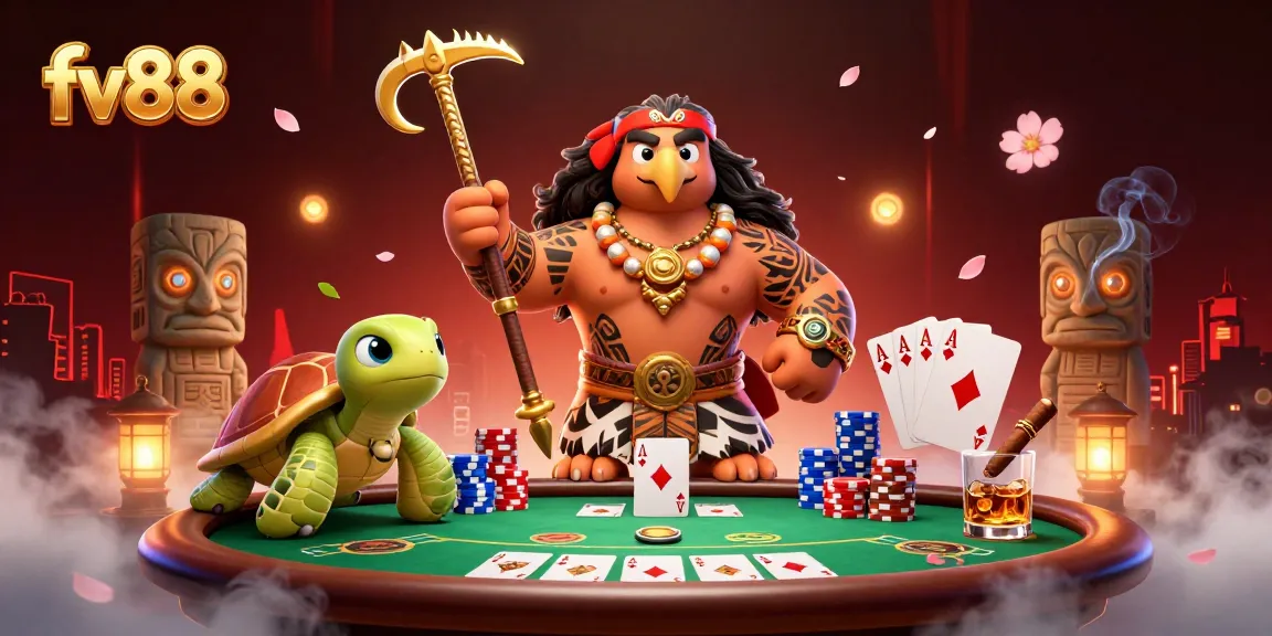 Join the thrilling gaming world at fv88, featuring vibrant poker action and lively characters.