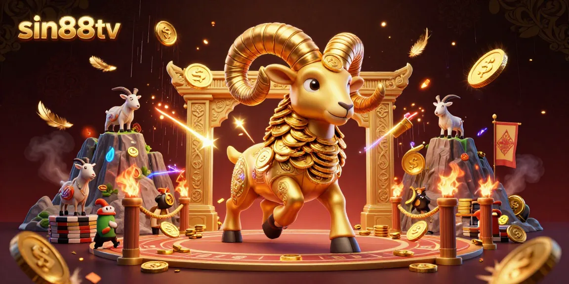 Experience thrilling action at sin88tv, featuring a golden ram charging through a dynamic casino scene filled with excitement.