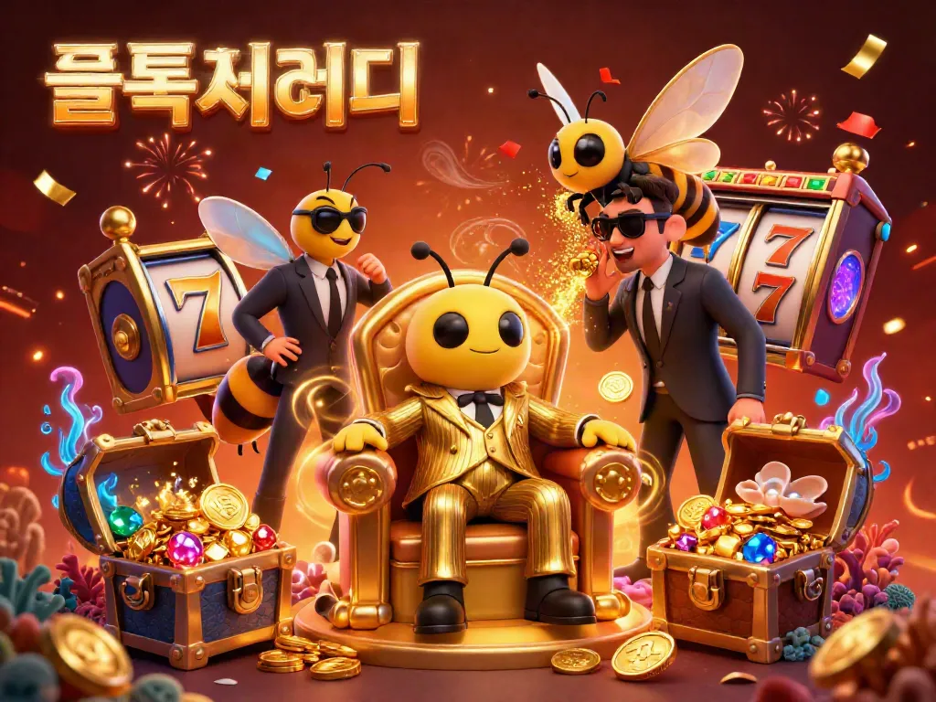 Experience the thrilling world of 슬롯사이트 with vibrant slot reels and charismatic characters.