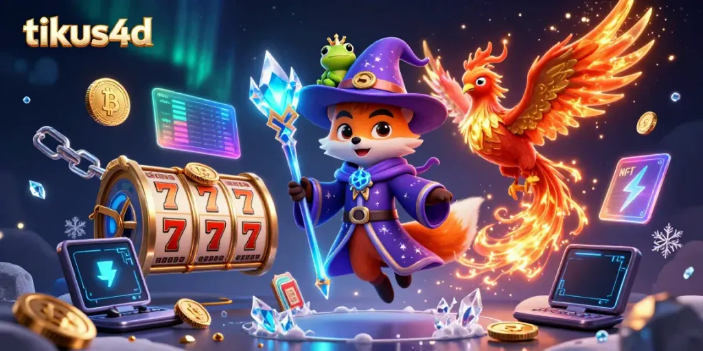 Experience the thrill of tikus4d with vibrant slot reels and magical characters in a stunning 3D scene