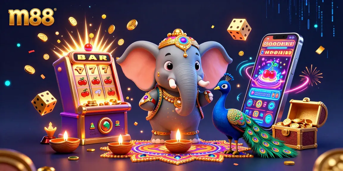 Experience the thrill of m88 gaming with vibrant casino elements and a festive atmosphere.