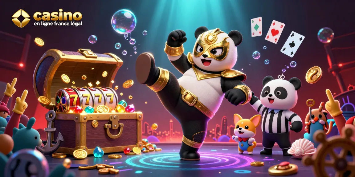 Profitez d'une expérience de casino en ligne France légal avec un panda lutteur en action.