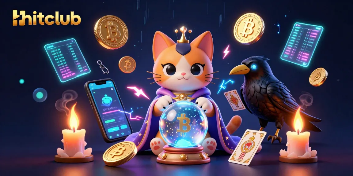 Engage with hitclub's vibrant gaming atmosphere featuring mystical characters and cryptocurrency elements.