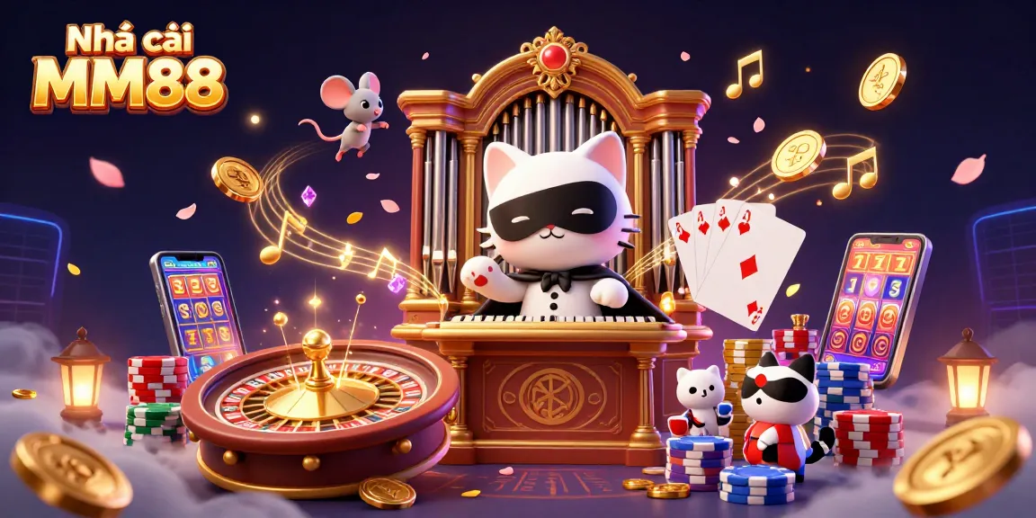 Engage in thrilling gameplay at Nhà cái MM88 with vibrant casino scenes featuring exciting games and dynamic elements.