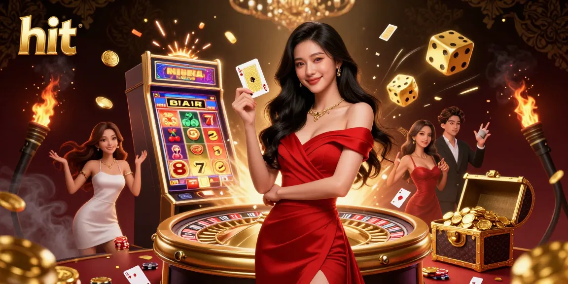 Experience thrilling hits at the casino with our beautiful dealer alongside rich game elements.