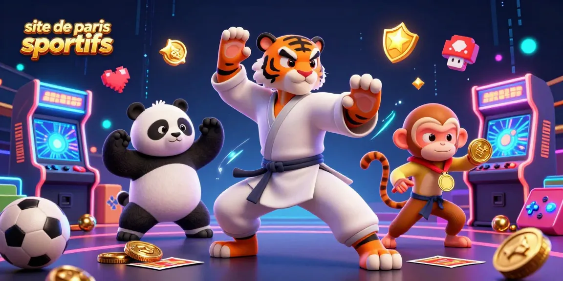 Plongez dans le site de paris sportifs avec ce visuel dynamique mettant en avant un tigre maître de kung-fu et ses disciples.
