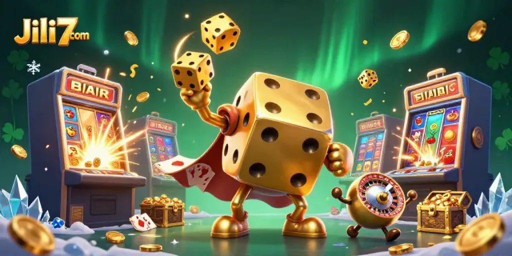 Experience thrilling gameplay at Jili7 com with interactive casino elements featuring vibrant animations and golden treasures.