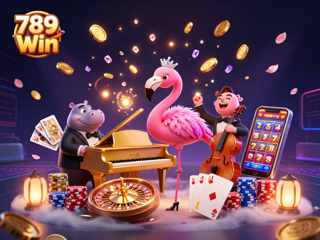 Experience thrilling gameplay at 789 Win with vibrant 3D illustration of casino excitement!