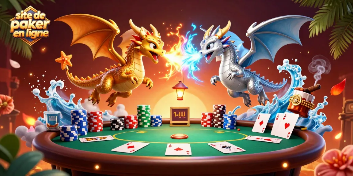 Jouez sur le site de poker en ligne avec des dragons et des éléments de poker captivants.