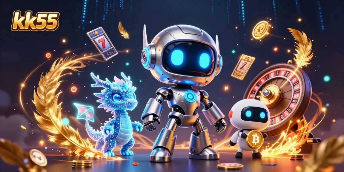 Experience thrilling wins with kk55's glamorous casino games featuring slot reels and roulette.
