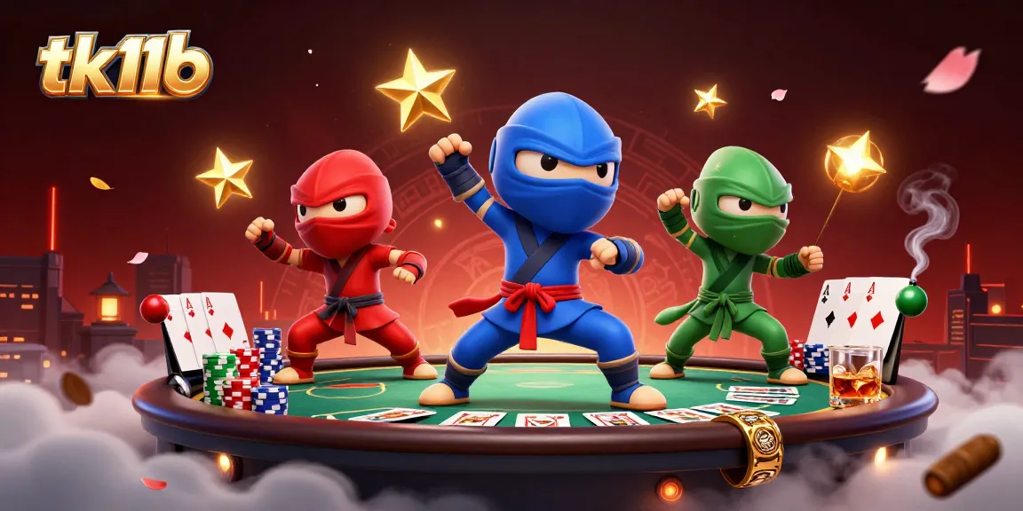 tk11b showcases a vibrant scene of ninja chameleons amid poker elements, enhancing the casino atmosphere.