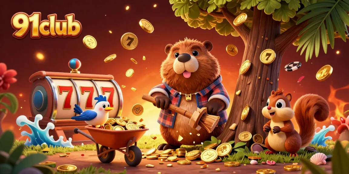 Engage in thrilling gameplay with the 91club as characters harvest golden coins and poker chips in a festive 3D scene.