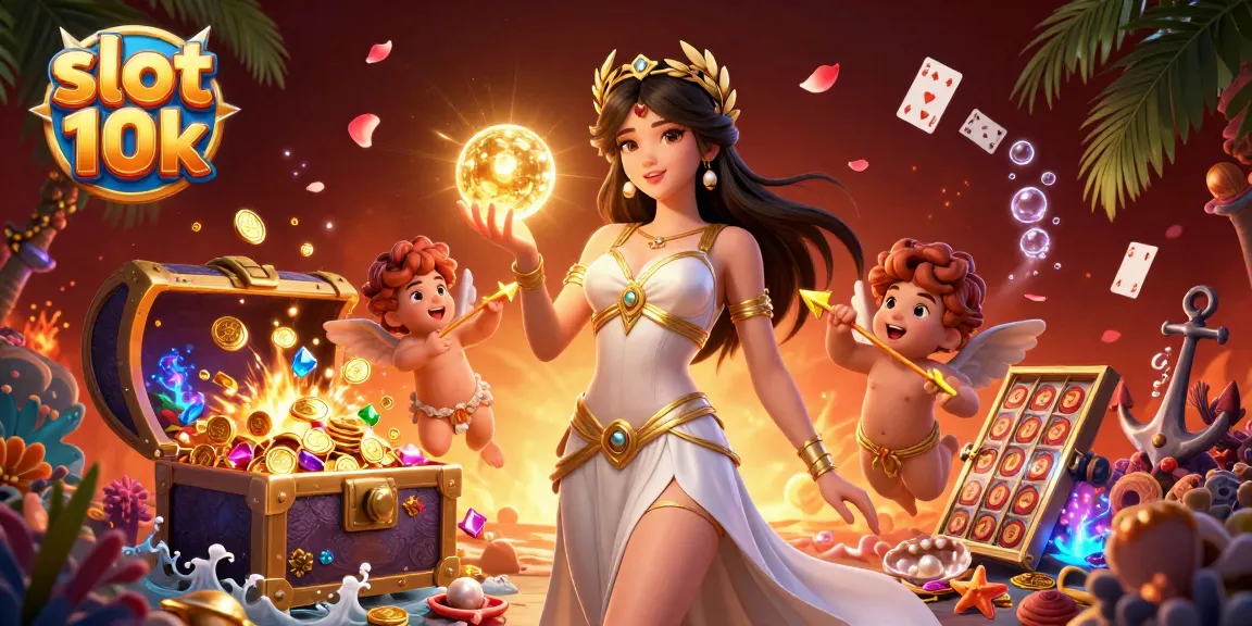 Experience the excitement of slot 10k with vibrant visuals of winning characters and treasures.