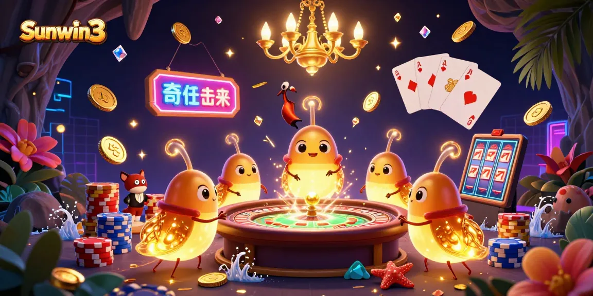 Experience thrilling casino excitement with sunwin3 as glowworms illuminate a vibrant underground casino.