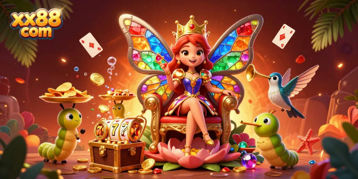 Experience excitement at xx88 com with vibrant illustrations of slot games and energetic characters.