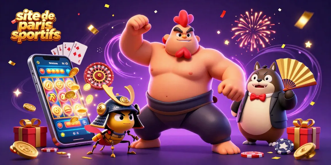 Excitez-vous sur le site de paris sportifs avec des personnages animés et des éléments enjoués.