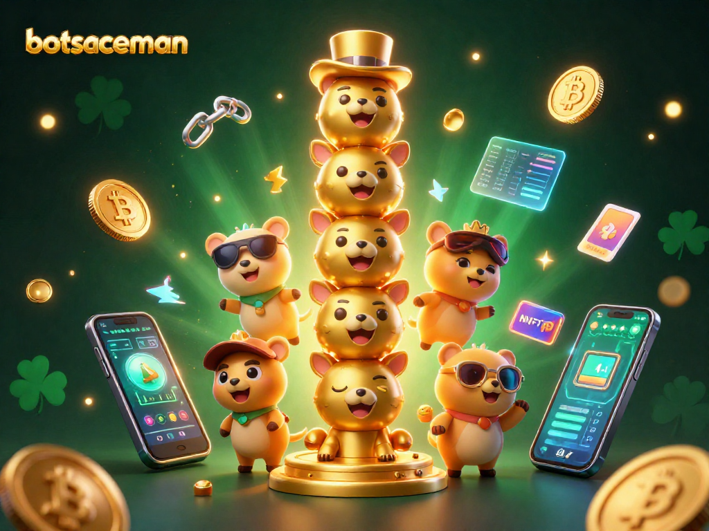 Engage with the thrilling bot spaceman slot game showcasing playful cartoon characters amid sparkling crypto elements.