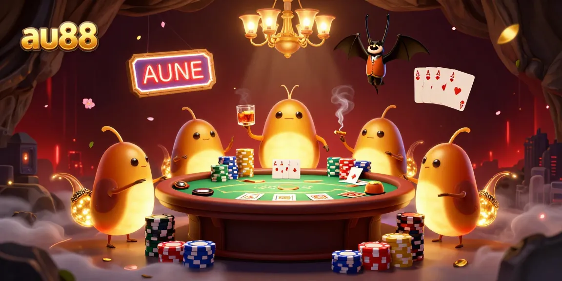 Experience thrilling gaming action at au88 with glowworms illuminating an exciting poker scene.