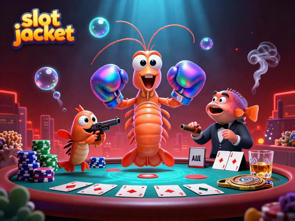 Engage with slot jackpot excitement in a vibrant fantasy casino scene featuring colorful poker elements.