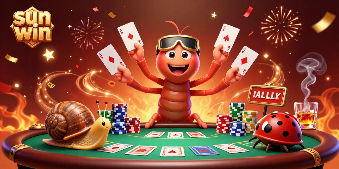 Experience the excitement of sun win with vibrant casino characters in a dynamic poker scene