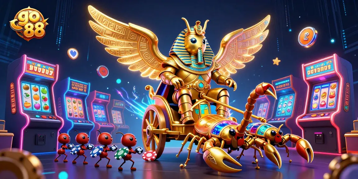 Engage with go 88 as a golden scarab beetle motivates gamblers in a vivid 3D casino adventure.