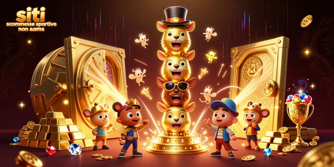 Siti scommesse sportive non AAMS con totem e tesori scintillanti in un'illustrazione 3D accattivante